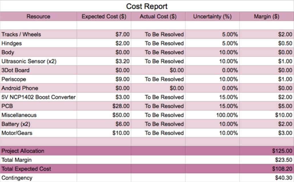 Figure 6 - Cost Report