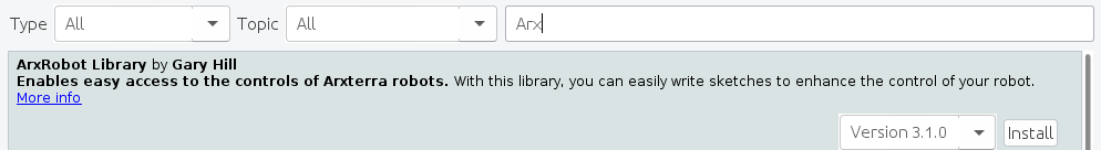 ArxRobot Library in Arduino library manager