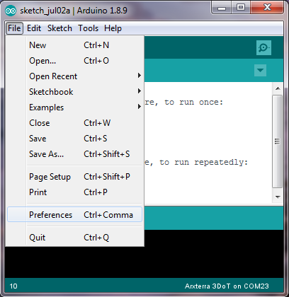 Getting Started 3DoT IDE preference