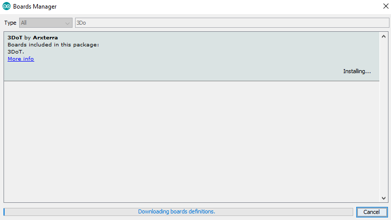 3DoT installed in boards manager